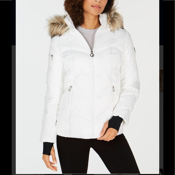 Nautica Faux-fur-trim Hooded Puffer marshmalow,NWT - Picture 6 of 10